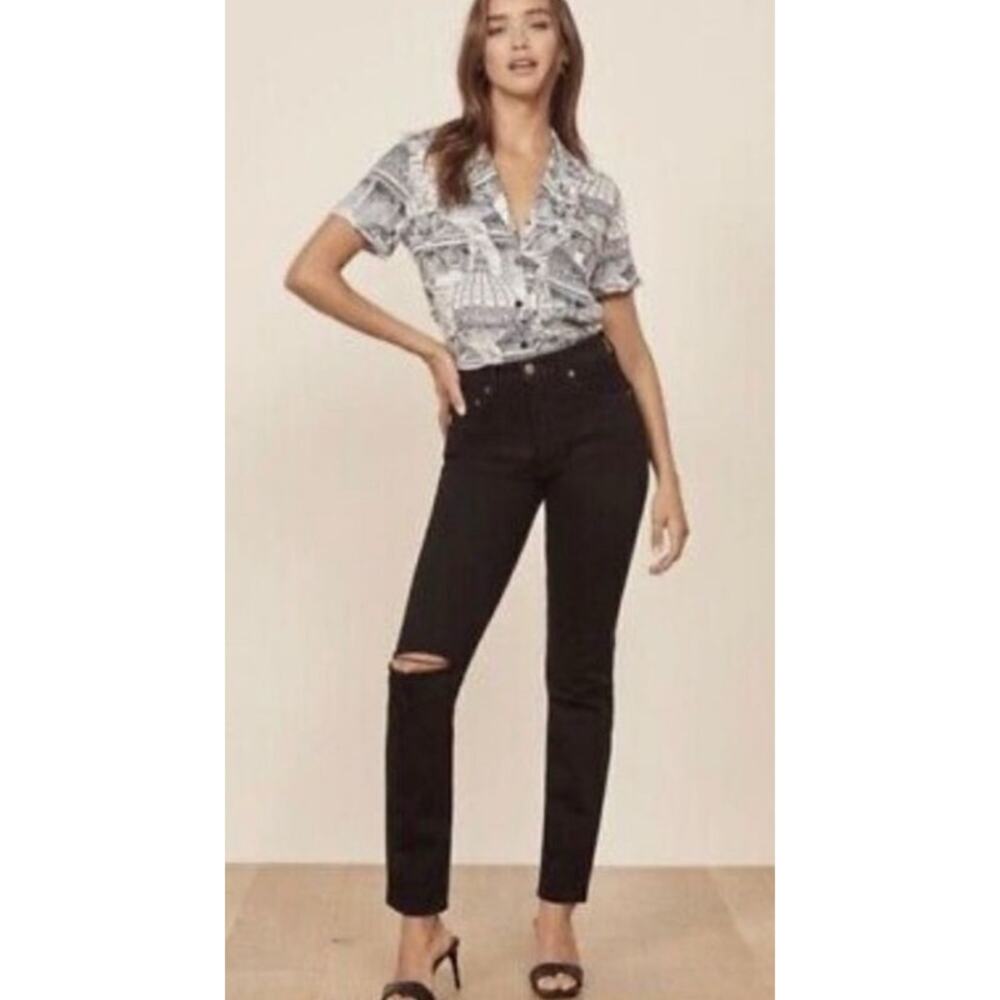 Reformation Julia High Rise Cigarette Jean Black Women's 26